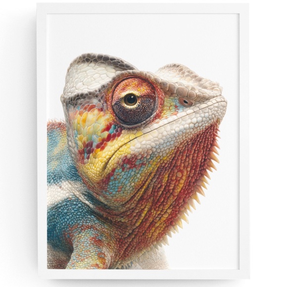 Creative Path Studios Other - Watercolor Chameleon Wall Art Print Unframed - Vibrant Tropical Elegance
